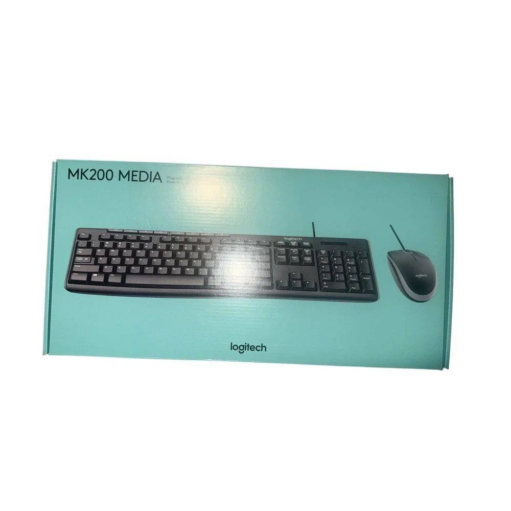 Logitech K200 Media Keyboard Wired USB Full-Size Black Quiet Keys New In Box NIB